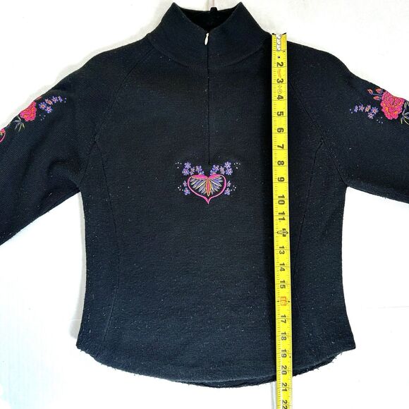 Vintage Obermeyer Wool Sweater Women’s Sz S Embroidered Nordic Flowers Cowl Neck - Picture 4 of 9